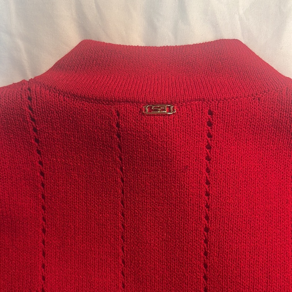 St. John Sport by Marie Gray Wool Knit Red Zip Up Sweater - Picture 11 of 11